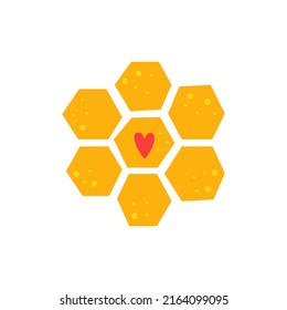 Honeycomb with a heart. Vector illustration