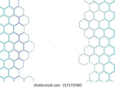 Honeycomb hexagon atomic multicolor abstract background, science background
