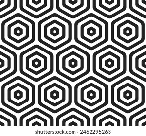 Honeycomb hexagon cells background. Bold rounded stacked hexagon cells. Large hexagons. Seamless tileable vector illustration.