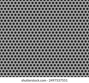 Honeycomb hexagon cells background. Bold rounded hexagons mosaic pattern with inner solid cells. Hexagon shapes. Seamless tileable vector illustration.