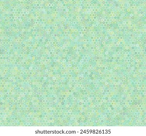 Honeycomb hexagon cells background. Rounded stacked hexagons mosaic cells. Small hexagon geometric shapes. Multiple tones color palette. Seamless pattern. Tileable vector illustration.
