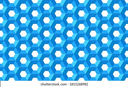 Honeycomb hexagon geometric symmetric grid medical structure repeated backdrop template seamless vector background, technology abstract illustration pattern blue color banner, flyer brochure idea