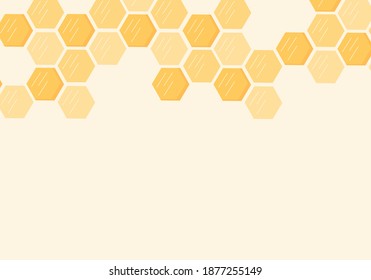 Honeycomb with hexagon grid cells on pastel yellow background vector illustration.