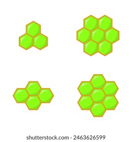 Honeycomb Hexagon icon set in flat style. Polygon beehive concept