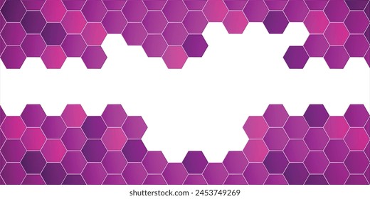 Honeycomb hexagon isolated on white background. Vector illustration. Purple hexagon pattern look like honeycomb