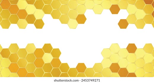 Honeycomb hexagon isolated on white background. Vector illustration. Gold hexagon pattern look like honeycomb