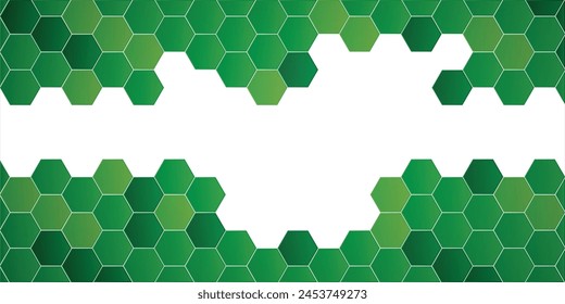 Honeycomb hexagon isolated on white background. Vector illustration. Green hexagon pattern look like honeycomb