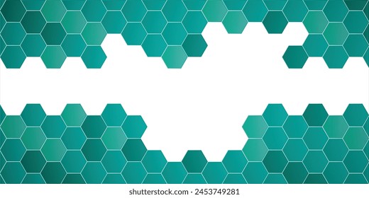 Honeycomb hexagon isolated on white background. Vector illustration. Mint Green hexagon pattern look like honeycomb