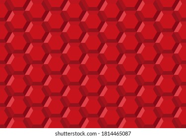 Honeycomb-Hexagon-Robotertechnologie abstrakte nahtlose Vektorgrafik-3D-Hintergrundgrafik-Muster rot, geometrisch symmetrische diamantförmige Struktur wiederholte Hintergrund-Gri-Vorlage für Banner Nahaufnahme