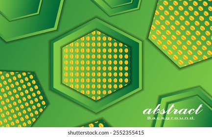 Ilustración vectorial temática del hexágono del panal en un fondo verde