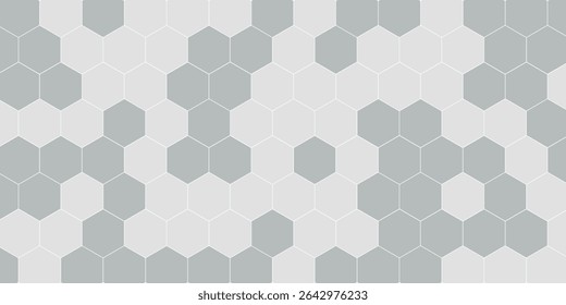 Honeycomb hexagonal seamless pattern. Gray, black, white beehive background. Gradation color. Honeycomb, bees hive cells pattern. Grid design, vector background.