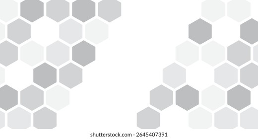 Honeycomb hexagonal seamless pattern. Gray, black, white beehive background. Gradation color. Honeycomb, bees hive cells pattern. Grid design, vector background.