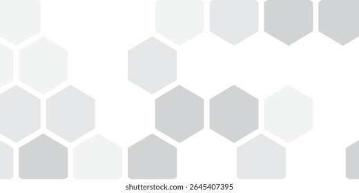 Honeycomb hexagonal seamless pattern. Gray, black, white beehive background. Gradation color. Honeycomb, bees hive cells pattern. Grid design, vector background.