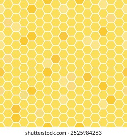 Patrón sin costuras hexagonal de nido de abeja. Fondo de colmena amarillo, naranja. Color de gradación. Patrón de células de panal, colmena de abejas. Diseño de rejilla, fondo de Vector. Ilustración vectorial plana. 