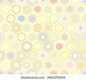 Honeycomb hexagons background. Geometric elements of varied style and color. Honeycomb cells. Tileable pattern. Seamless background. Neat vector illustration.