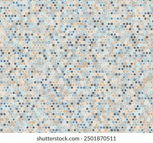 Honeycomb hexagons background. Geometric elements of varied style and color. Small hexagon geometric shapes. Tileable pattern. Seamless background. Neat vector illustration.