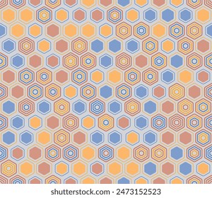 Honeycomb hexagons background. Geometric shapes of varied styles. Hexagon pattern. Tileable pattern. Seamless background. Neat vector illustration.