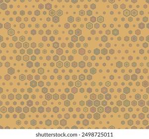 Honeycomb hexagons background. Multicolored geometric elements of varied size. Simple stacked hexagons pattern. Hexagon geometric shapes. Tileable pattern. Seamless vector illustration.