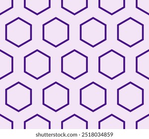 Fondo de hexágonos de nido de abeja. Color púrpura sobre fondo a juego. Celda de mosaico en negrita hexagonal con relleno. Grandes hexágonos. Patrón sin fisuras. Ilustración vectorial basculante.