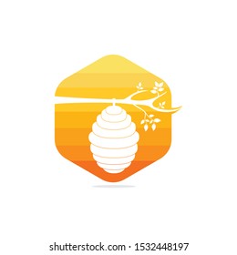 Honeycomb Hive Logo Vector Design. Honey icon flat vector illustration for logo, web, app, UI.