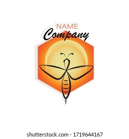 Honeycomb. Honey bee. Concepts logo, emblem. Bee icon. Honey flying bee.