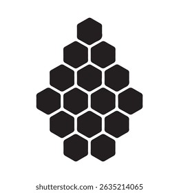 Ícone plano hexagonal de favo de mel de favo de mel para aplicativos e sites, Silhueta preta vetorial. com fundo branco
