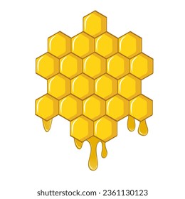 honeycomb with honey drip cartoon style