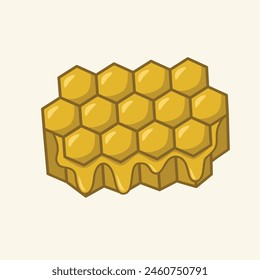 Honeycomb with honey drop. vector design
