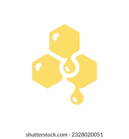 Honeycomb with honey drops vector icon. Colorful beeswax symbol.