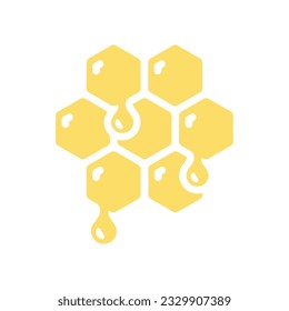 Honeycomb with honey drops vector icon. Colorful beeswax symbol.