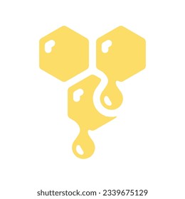 Honeycomb with honey drops vector icon. Colorful beeswax symbol.