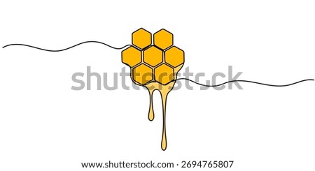 Honeycomb honey icon Continuous one line drawing Editable stroke