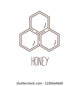 Honeycomb honey line art logo design vector icon