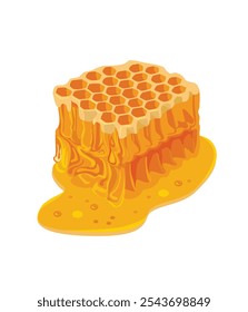 Honeycomb and honey puddle isolated on white background. Vector cartoon flat illustration. Honey icon. stock illustration