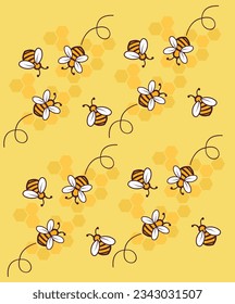 Honeycomb and Honeybee vector illustration