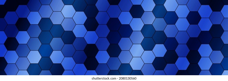 Honeycomb. Fondo hexágono azul horizontal. Ilustración vectorial.