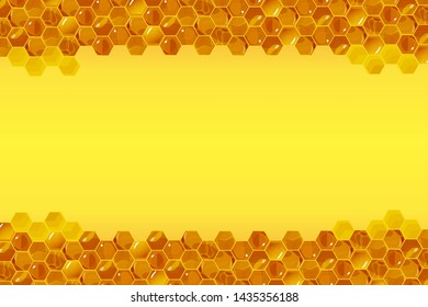 Honeycomb horizontal on a yellow background. Vector illustration.