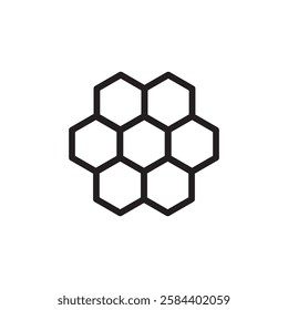 honeycomb icon black and white vector outline sign