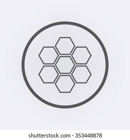 Honeycomb icon in circle . Vector illustration