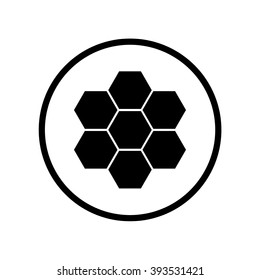 Honeycomb icon in circle . Vector illustration
