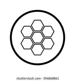 Honeycomb icon in circle . Vector illustration