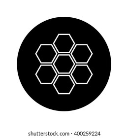 Honeycomb icon in circle . Vector illustration