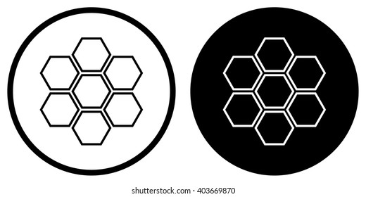 Honeycomb icon in circle . Vector illustration