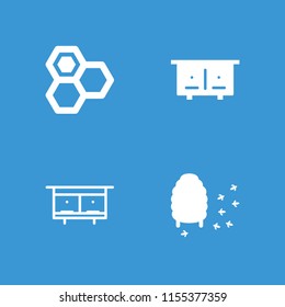 Honeycomb icon. collection of 4 honeycomb filled and outline icons such as beehouse. editable honeycomb icons for web and mobile.