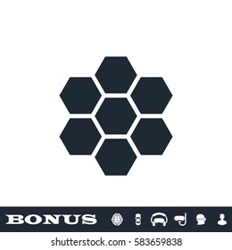 Honeycomb icon flat. Black pictogram on white background. Vector illustration symbol and bonus button
