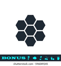 Honeycomb icon flat. Black pictogram on white background. Vector illustration symbol and bonus button