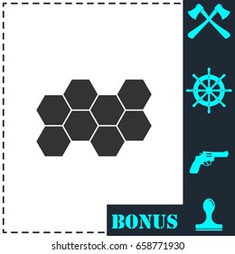 Honeycomb icon flat. Simple vector symbol and bonus icon