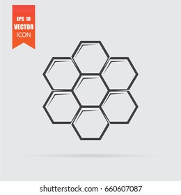 Honeycomb icon in flat style isolated on grey background. For your design, logo. Vector illustration.