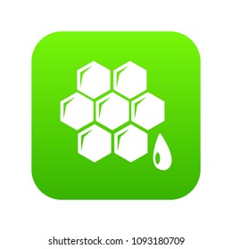 Honeycomb icon green vector isolated on white background