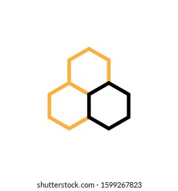 Honeycomb icon. Line and two colour design template